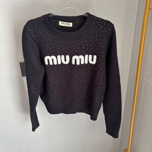 Miu Miu Black and White Logo Sweater